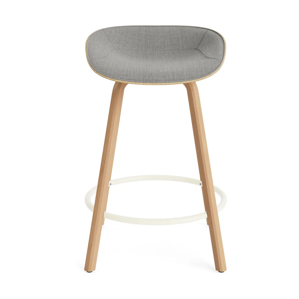Mat 高脚凳 前饰面软包 65cm, Remix 133_麻色_山毛榉_奶油色钢材 Normann Copenhagen