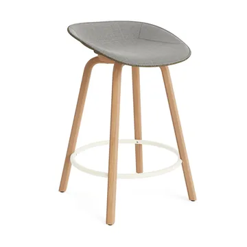 Mat 高脚凳 前饰面软包 65cm - Remix 133_海藻色_山毛榉_奶油色钢材 - Normann Copenhagen