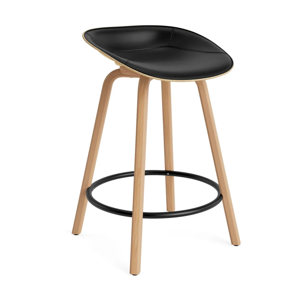 Mat 高脚凳 前饰面软包 65cm, Ultra 41599_麻色_山毛榉_黑色钢材 Normann Copenhagen