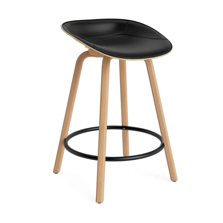 Mat 高脚凳 前饰面软包 65cm - Ultra 41599_麻色_山毛榉_黑色钢材 - Normann Copenhagen