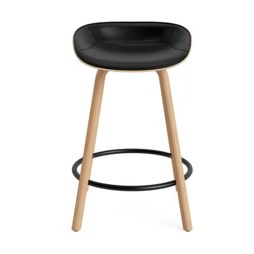 Mat 高脚凳 前饰面软包 65cm - Ultra 41599_麻色_山毛榉_黑色钢材 - Normann Copenhagen