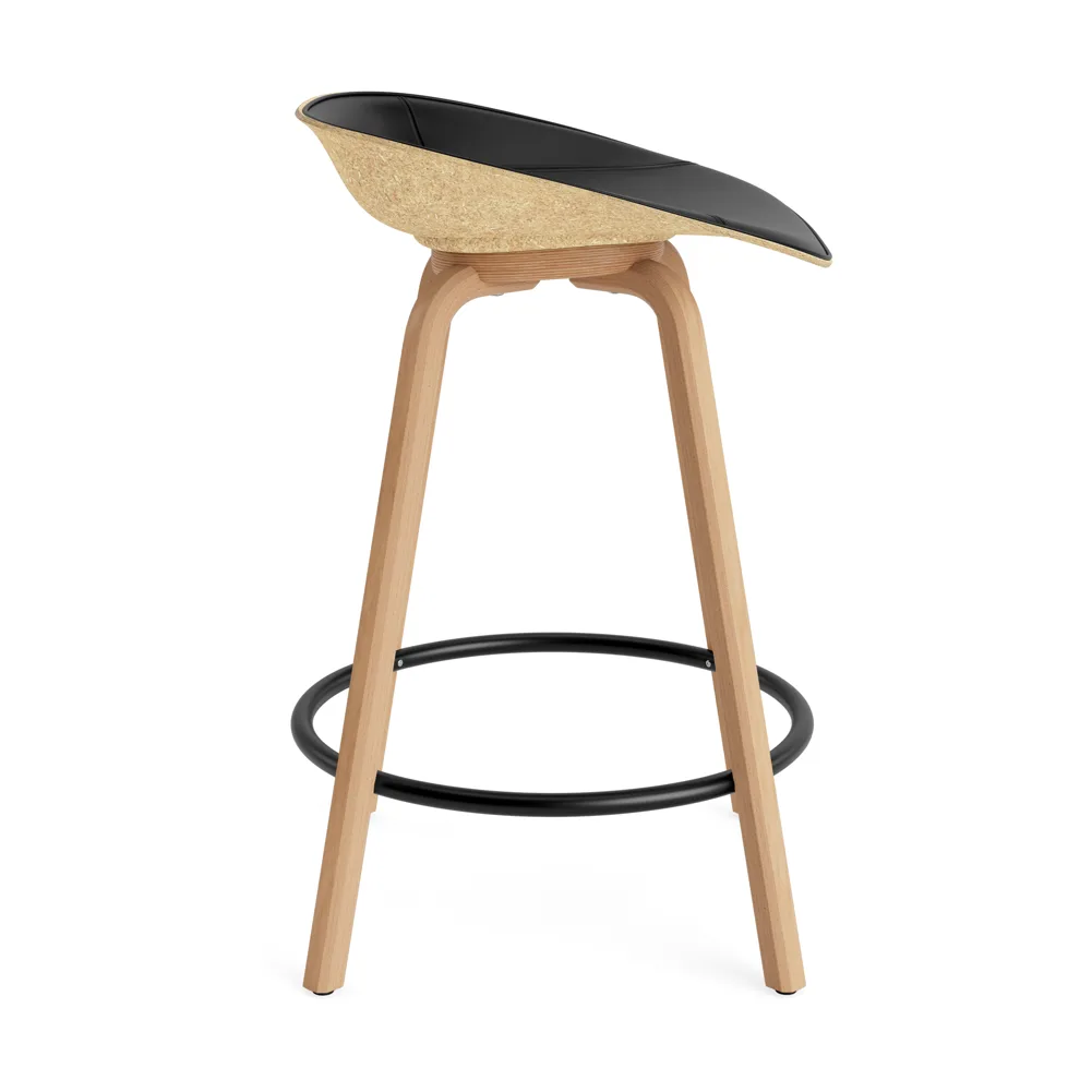 Mat 高脚凳 前饰面软包 65cm, Ultra 41599_麻色_山毛榉_黑色钢材 Normann Copenhagen