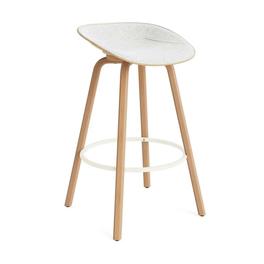 Mat 高脚凳 前饰面软包 75cm, Hallingdal 110_麻色_山毛榉_奶油色钢材 Normann Copenhagen