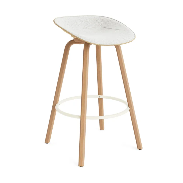 Mat 高脚凳 前饰面软包 75cm - Hallingdal 110_麻色_山毛榉_奶油色钢材 - Normann Copenhagen