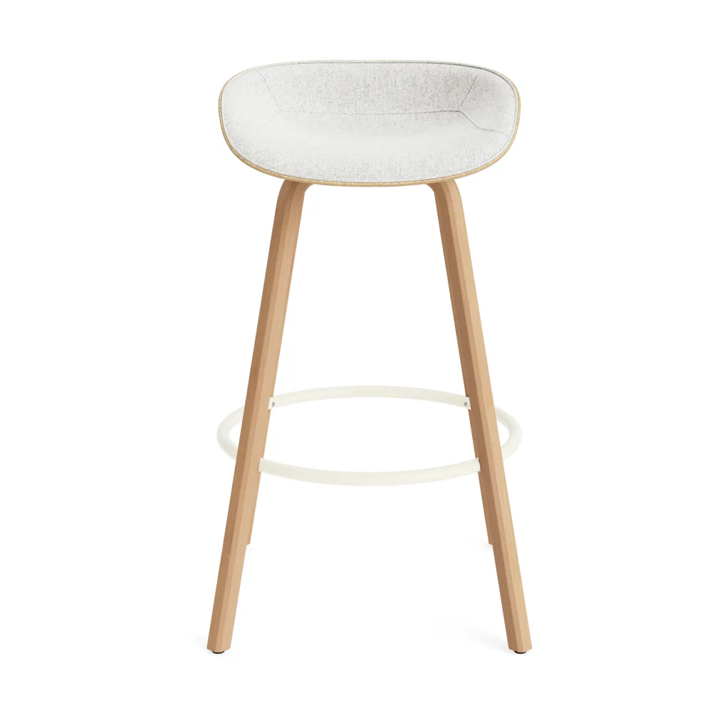 Mat 高脚凳 前饰面软包 75cm, Hallingdal 110_麻色_山毛榉_奶油色钢材 Normann Copenhagen