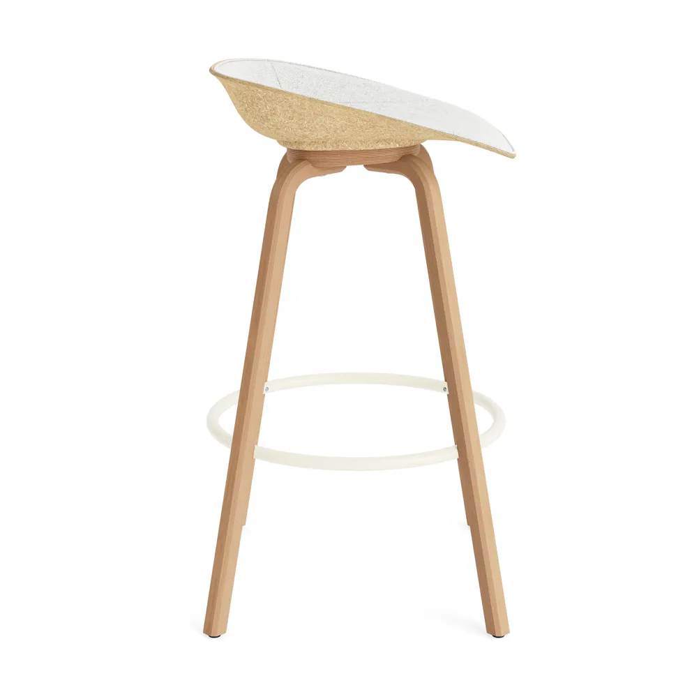 Mat 高脚凳 前饰面软包 75cm, Hallingdal 110_麻色_山毛榉_奶油色钢材 Normann Copenhagen