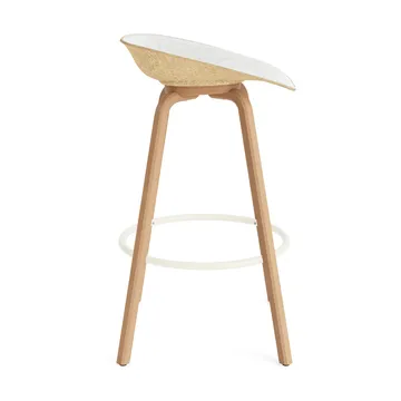 Mat 高脚凳 前饰面软包 75cm - Hallingdal 110_麻色_山毛榉_奶油色钢材 - Normann Copenhagen