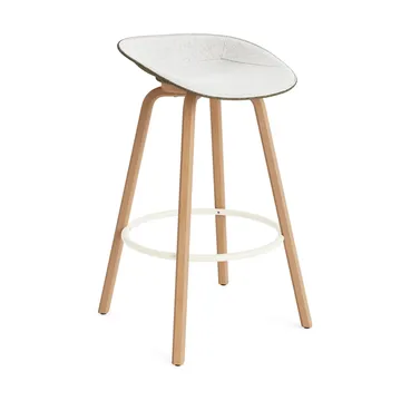 Mat 高脚凳 前饰面软包 75cm - Hallingdal 110_海藻色_山毛榉_奶油色钢材 - Normann Copenhagen
