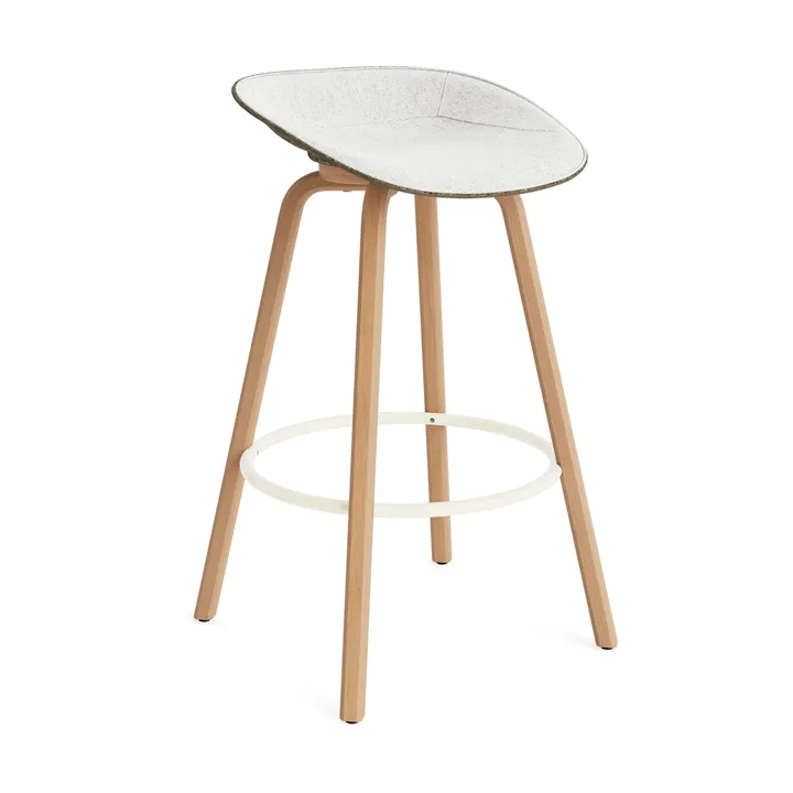 Mat 高脚凳 前饰面软包 75cm - Hallingdal 110_海藻色_山毛榉_奶油色钢材 - Normann Copenhagen
