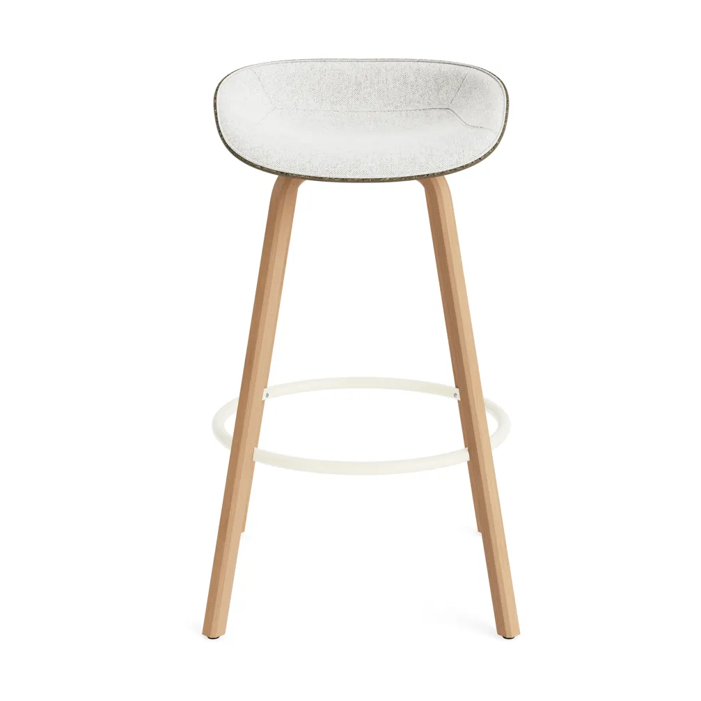 Mat 高脚凳 前饰面软包 75cm, Hallingdal 110_海藻色_山毛榉_奶油色钢材 Normann Copenhagen