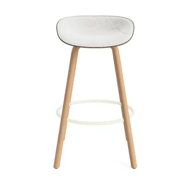 Mat 高脚凳 前饰面软包 75cm - Hallingdal 110_海藻色_山毛榉_奶油色钢材 - Normann Copenhagen