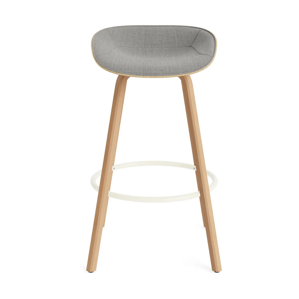 Mat 高脚凳 前饰面软包 75cm, Remix 133_麻色_山毛榉_奶油色钢材 Normann Copenhagen