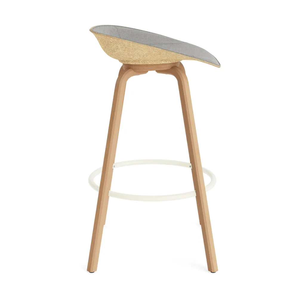 Mat 高脚凳 前饰面软包 75cm, Remix 133_麻色_山毛榉_奶油色钢材 Normann Copenhagen