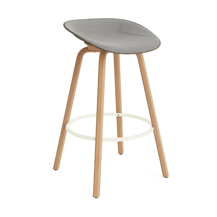 Mat 高脚凳 前饰面软包 75cm - Remix 133_海藻色_山毛榉_奶油色钢材 - Normann Copenhagen
