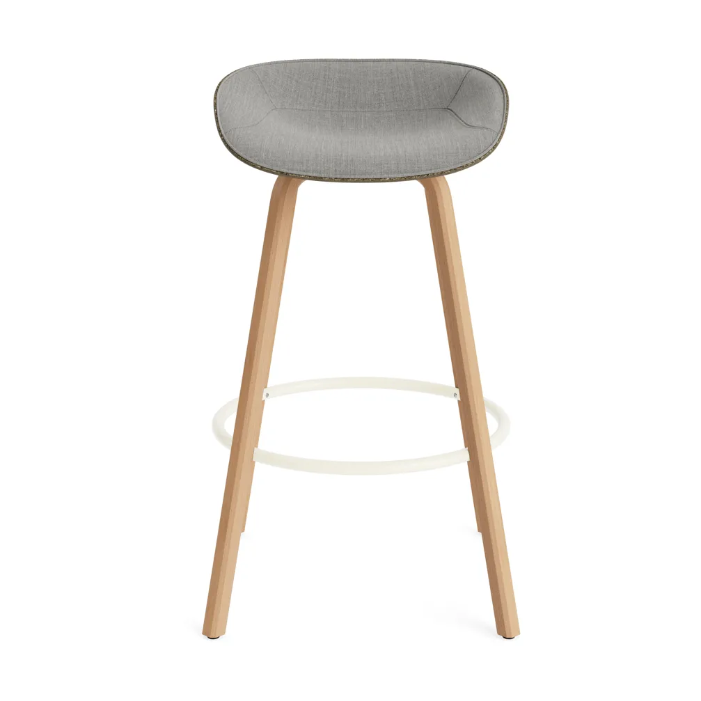 Mat 高脚凳 前饰面软包 75cm, Remix 133_海藻色_山毛榉_奶油色钢材 Normann Copenhagen