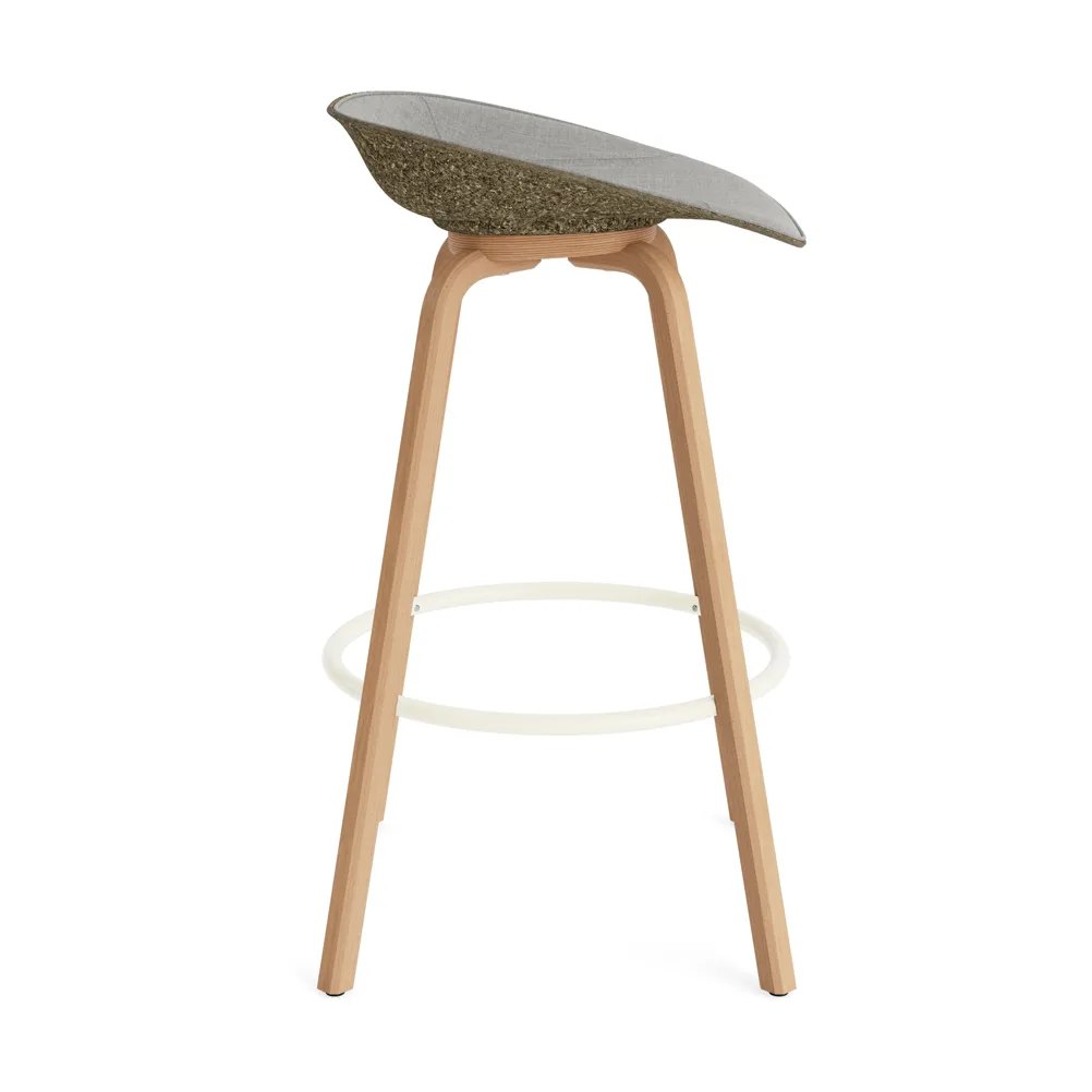 Mat 高脚凳 前饰面软包 75cm, Remix 133_海藻色_山毛榉_奶油色钢材 Normann Copenhagen