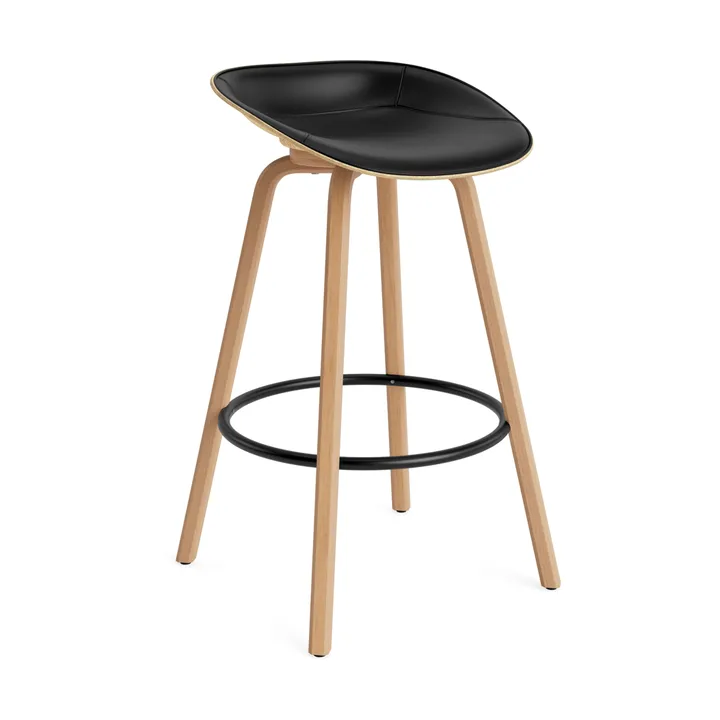 Mat 高脚凳 前饰面软包 75cm - Ultra 41599_麻色_山毛榉_黑色钢材 - Normann Copenhagen