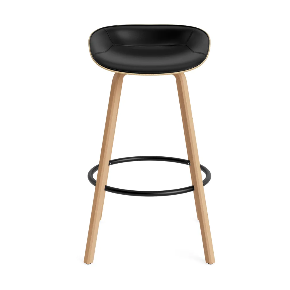Mat 高脚凳 前饰面软包 75cm, Ultra 41599_麻色_山毛榉_黑色钢材 Normann Copenhagen