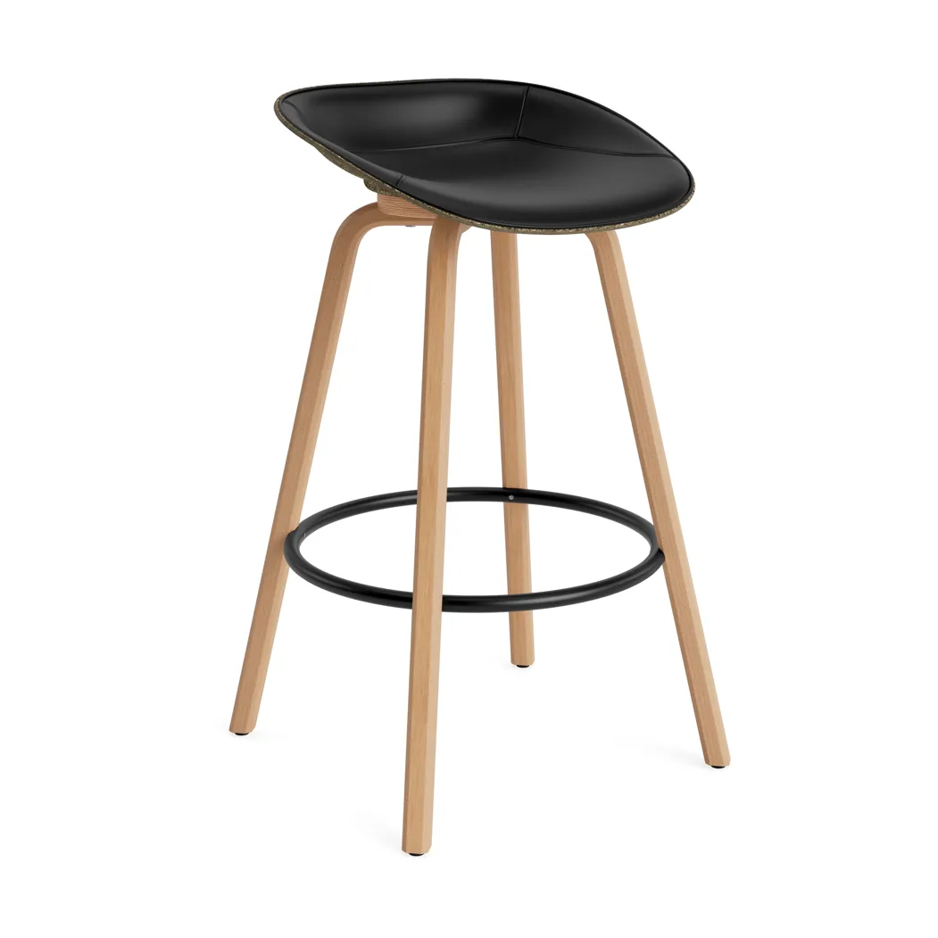 Mat 高脚凳 前饰面软包 75cm, Ultra 41599_海藻色_山毛榉_黑色钢材 Normann Copenhagen