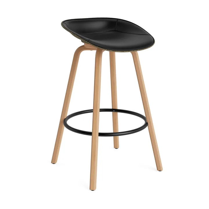 Mat 高脚凳 前饰面软包 75cm - Ultra 41599_海藻色_山毛榉_黑色钢材 - Normann Copenhagen