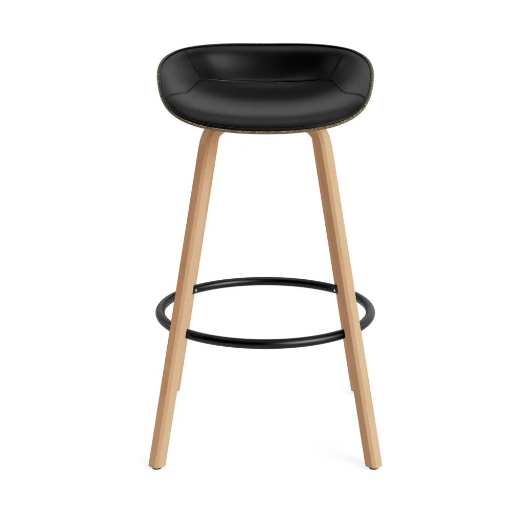 Mat 高脚凳 前饰面软包 75cm, Ultra 41599_海藻色_山毛榉_黑色钢材 Normann Copenhagen