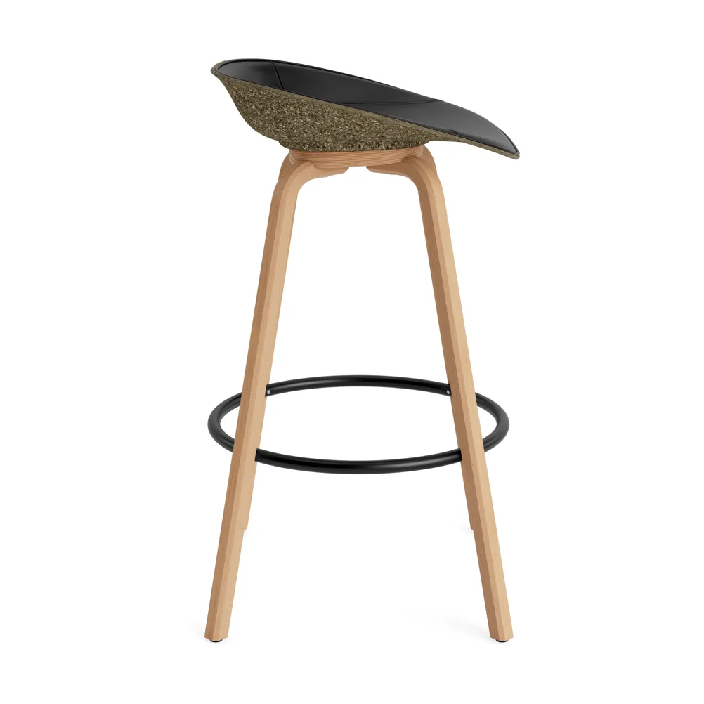 Mat 高脚凳 前饰面软包 75cm, Ultra 41599_海藻色_山毛榉_黑色钢材 Normann Copenhagen
