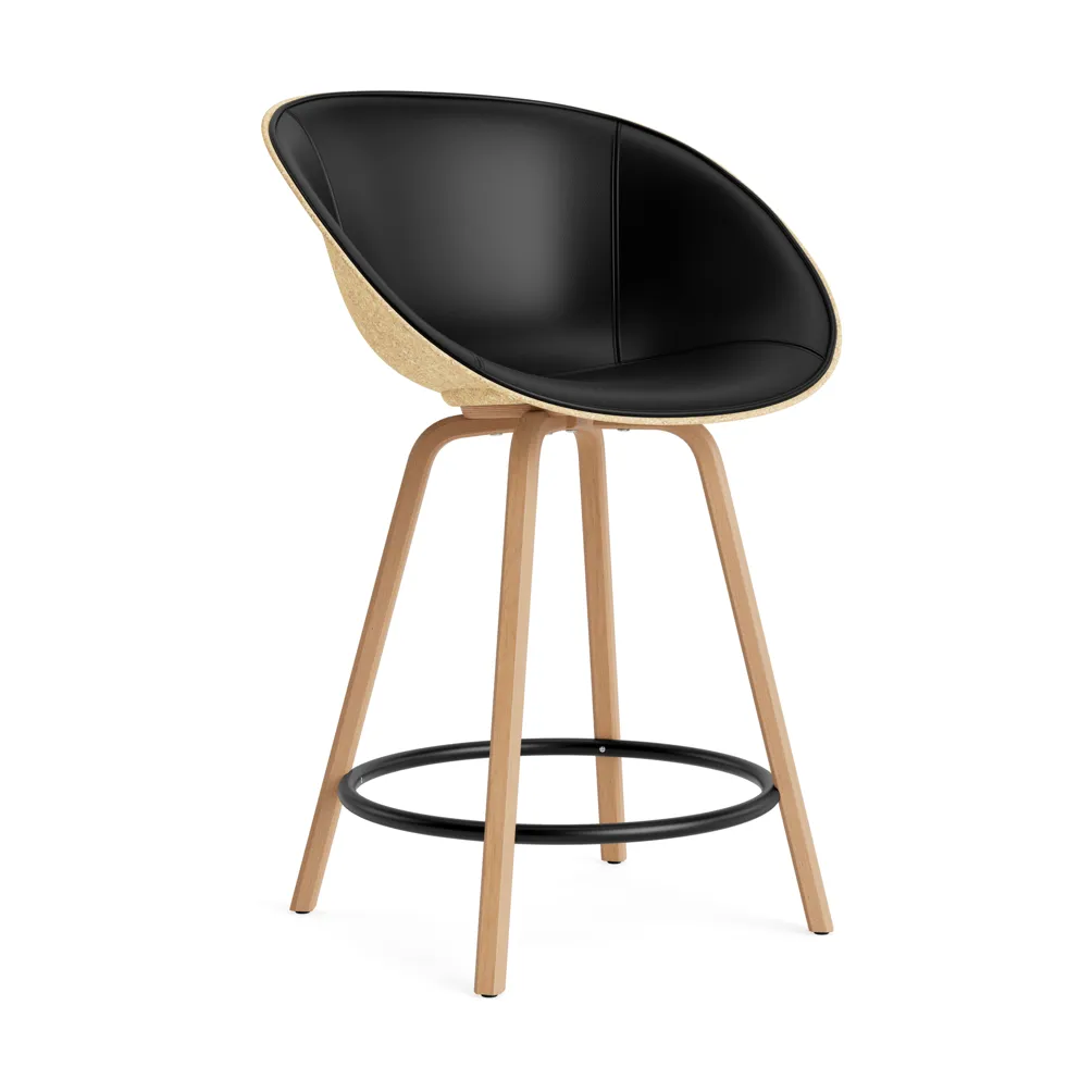 Mat Bar Armchair 前饰面软包 65cm, Ultra 41599_麻色_山毛榉_黑色钢材 Normann Copenhagen