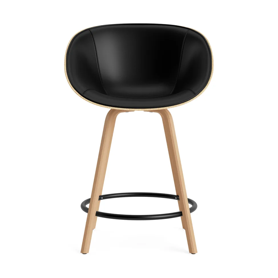 Mat Bar Armchair 前饰面软包 65cm, Ultra 41599_麻色_山毛榉_黑色钢材 Normann Copenhagen