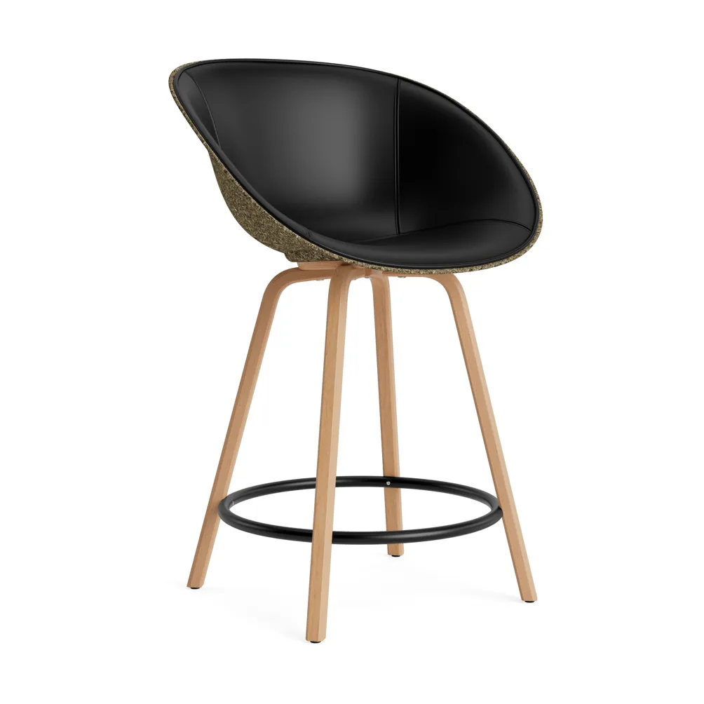 Mat Bar Armchair 前饰面软包 65cm, Ultra 41599_海藻色_山毛榉_黑色钢材 Normann Copenhagen