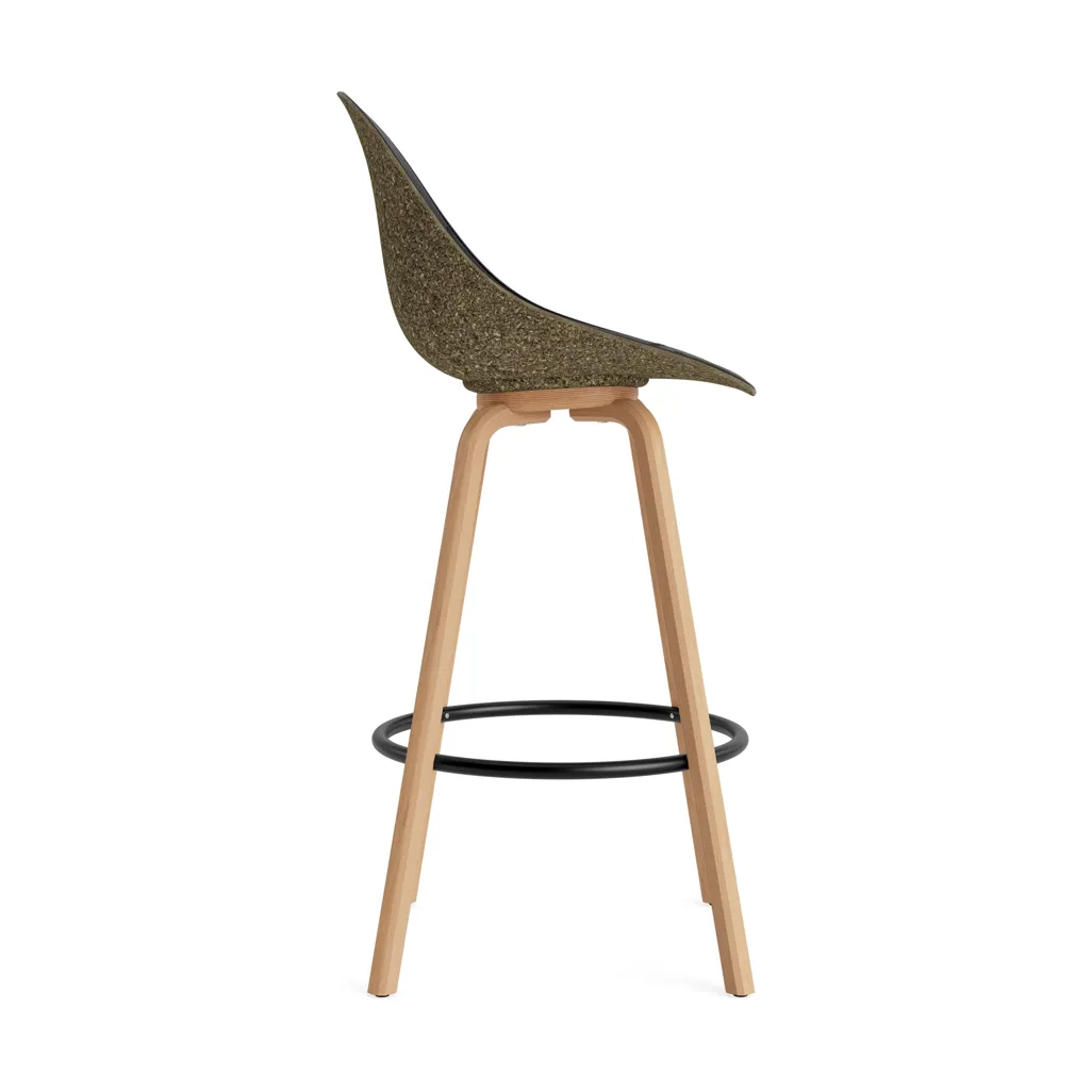 Mat Bar 椅子 bar 凳子 front upholstered 75 cm, Ultra 41599-seaweed-山毛榉木-黑色 steel Normann Copenhagen