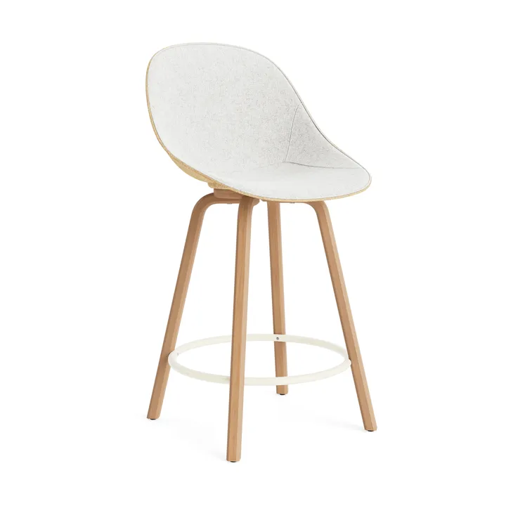 Mat Bar Chair 高脚凳 前饰面软包 65cm - Hallingdal 110_麻色_山毛榉_奶油色钢材 - Normann Copenhagen
