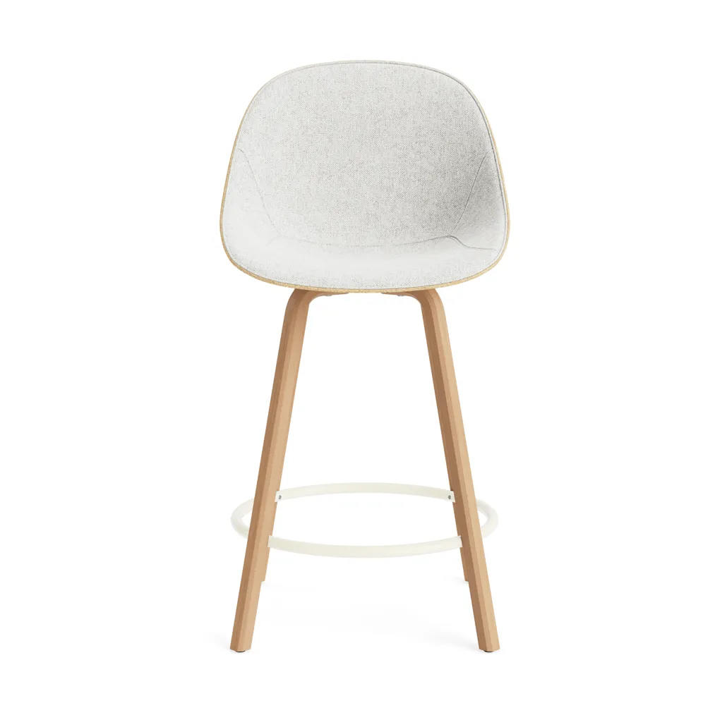 Mat Bar Chair 高脚凳 前饰面软包 65cm, Hallingdal 110_麻色_山毛榉_奶油色钢材 Normann Copenhagen