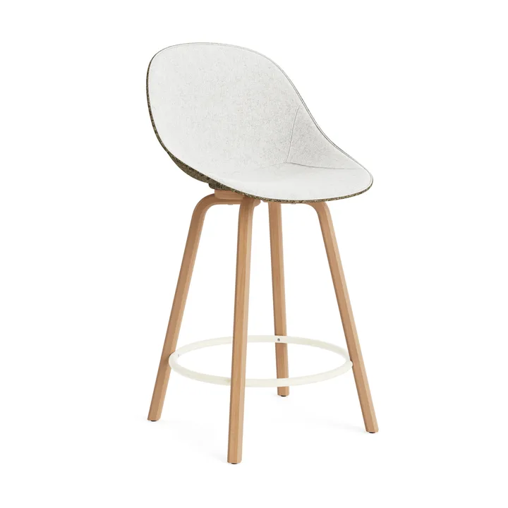 Mat Bar Chair 高脚凳 前饰面软包 65cm - Hallingdal 110_海藻色_山毛榉_奶油色钢材 - Normann Copenhagen