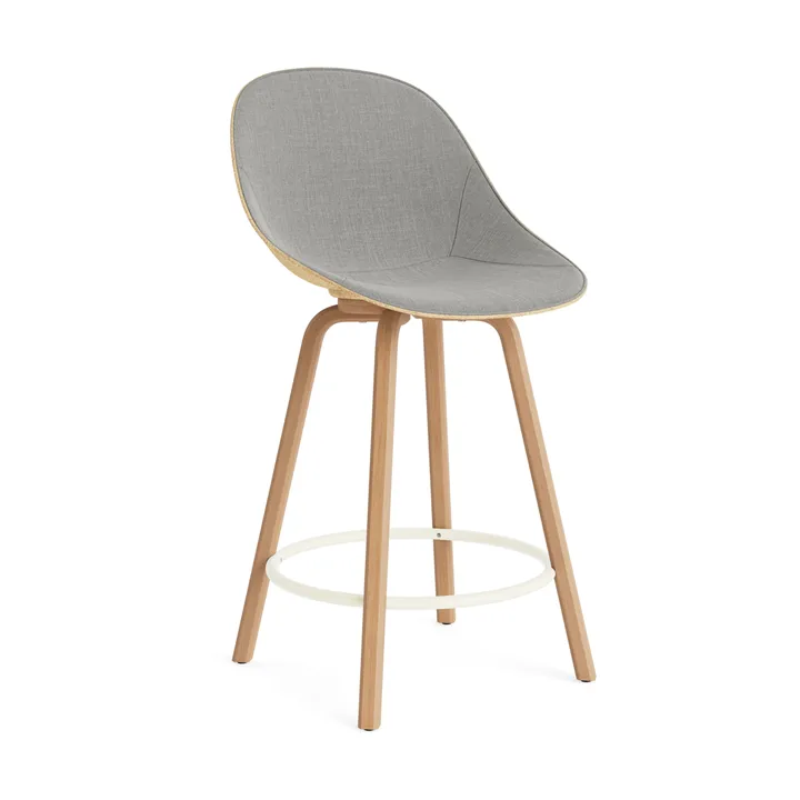 Mat Bar Chair 高脚凳 前饰面软包 65cm - Remix 133_麻色_山毛榉_奶油色钢材 - Normann Copenhagen