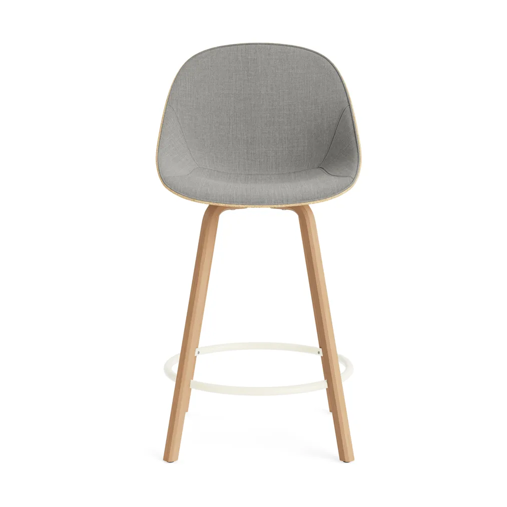Mat Bar Chair 高脚凳 前饰面软包 65cm, Remix 133_麻色_山毛榉_奶油色钢材 Normann Copenhagen
