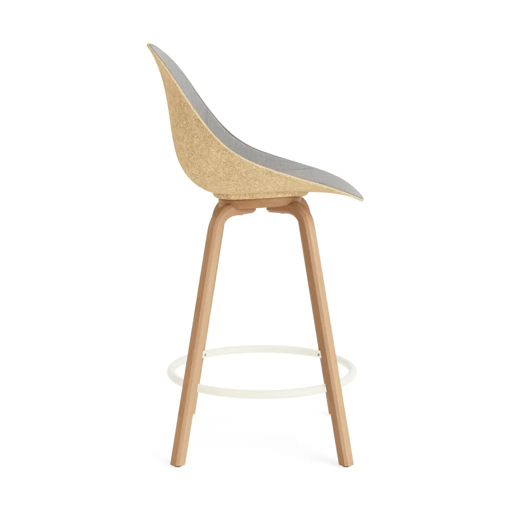 Mat Bar Chair 高脚凳 前饰面软包 65cm, Remix 133_麻色_山毛榉_奶油色钢材 Normann Copenhagen