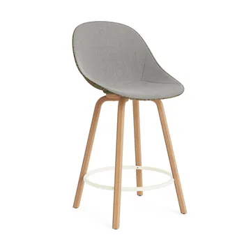 Mat Bar Chair 高脚凳 前饰面软包 65cm - Remix 133_海藻色_山毛榉_奶油色钢材 - Normann Copenhagen