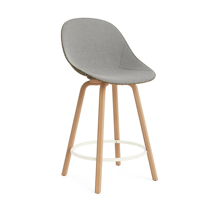 Mat Bar Chair 高脚凳 前饰面软包 65cm - Remix 133_海藻色_山毛榉_奶油色钢材 - Normann Copenhagen