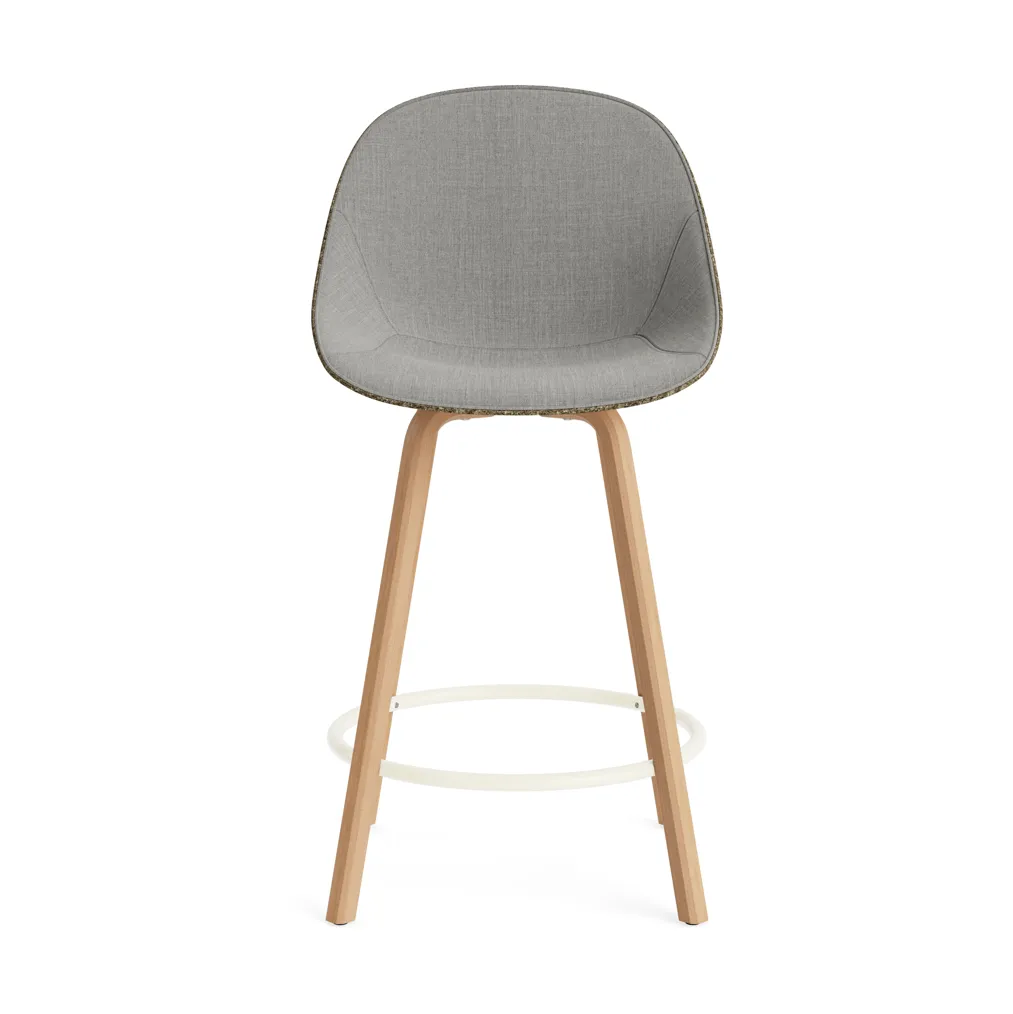 Mat Bar Chair 高脚凳 前饰面软包 65cm, Remix 133_海藻色_山毛榉_奶油色钢材 Normann Copenhagen