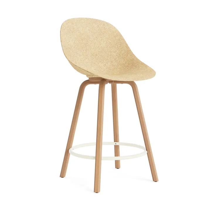 Mat Bar Chair 高脚凳 65cm - 麻色_山毛榉_奶油色钢材 - Normann Copenhagen