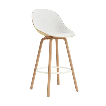 Mat Bar Chair 高脚凳 前饰面软包 75cm - Hallingdal 110_麻色_山毛榉_奶油色钢材 - Normann Copenhagen
