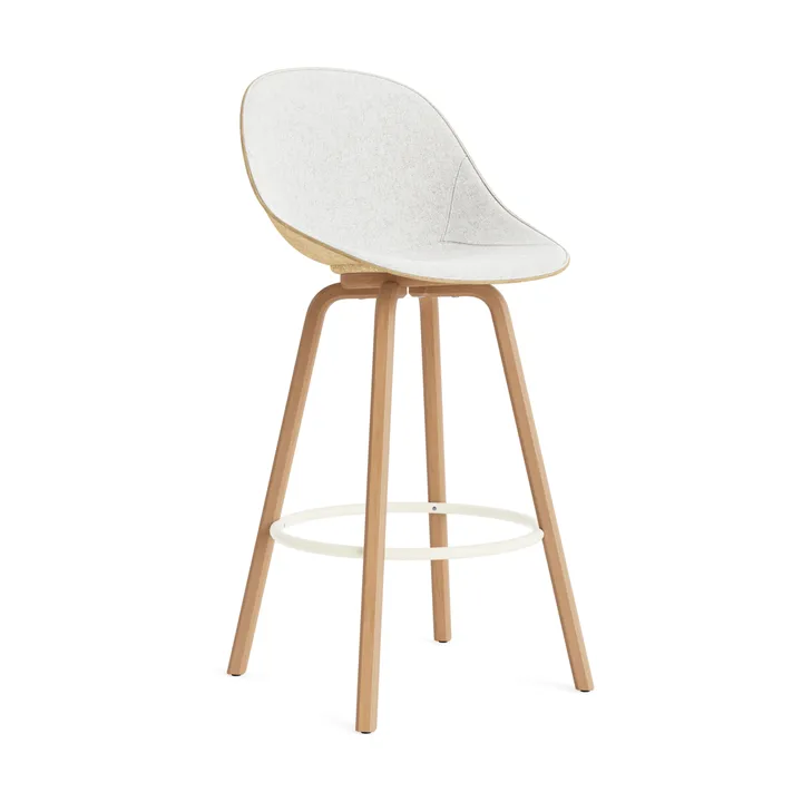Mat Bar Chair 高脚凳 前饰面软包 75cm - Hallingdal 110_麻色_山毛榉_奶油色钢材 - Normann Copenhagen