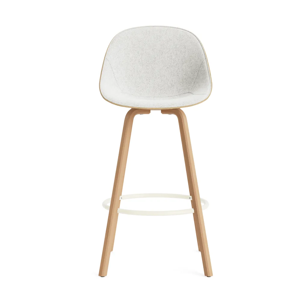 Mat Bar Chair 高脚凳 前饰面软包 75cm, Hallingdal 110_麻色_山毛榉_奶油色钢材 Normann Copenhagen