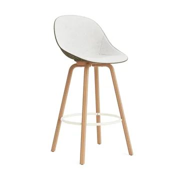 Mat Bar Chair 高脚凳 前饰面软包 75cm - Hallingdal 110_海藻色_山毛榉_奶油色钢材 - Normann Copenhagen