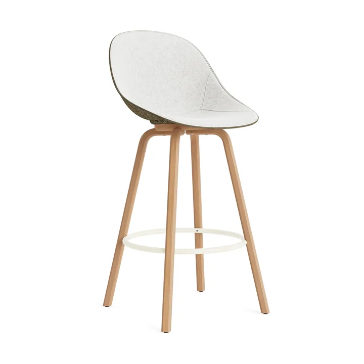 Mat Bar Chair 高脚凳 前饰面软包 75cm - Hallingdal 110_海藻色_山毛榉_奶油色钢材 - Normann Copenhagen