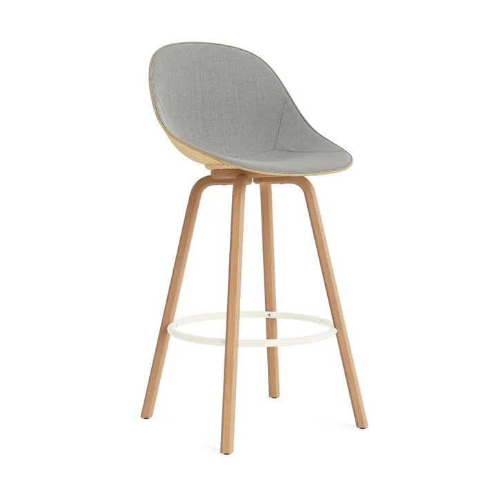 Mat Bar Chair 高脚凳 前饰面软包 75cm - Remix 133_麻色_山毛榉_奶油色钢材 - Normann Copenhagen