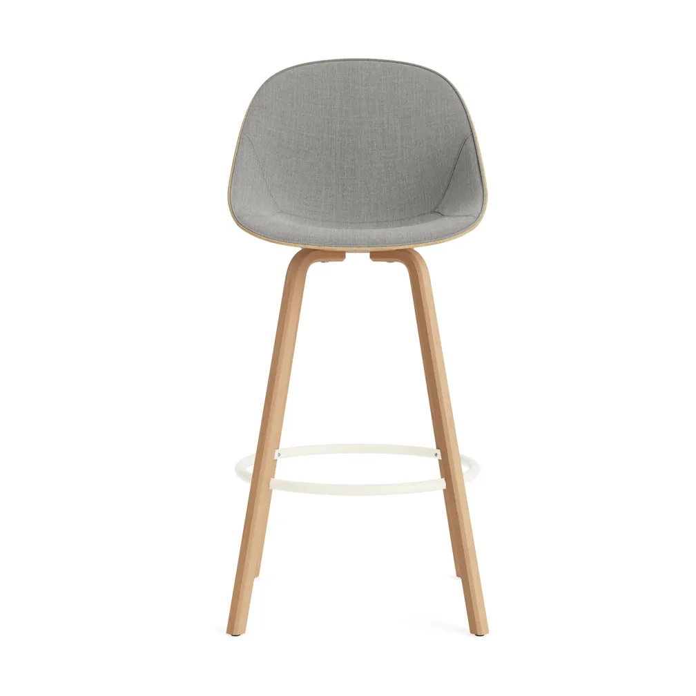 Mat Bar Chair 高脚凳 前饰面软包 75cm, Remix 133_麻色_山毛榉_奶油色钢材 Normann Copenhagen