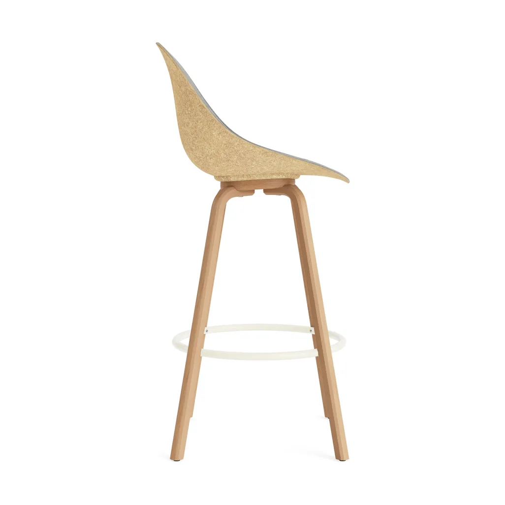 Mat Bar Chair 高脚凳 前饰面软包 75cm, Remix 133_麻色_山毛榉_奶油色钢材 Normann Copenhagen