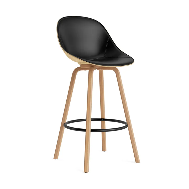 Mat Bar Chair 高脚凳 前饰面软包 75cm - Ultra 41599_麻色_山毛榉_黑色钢材 - Normann Copenhagen