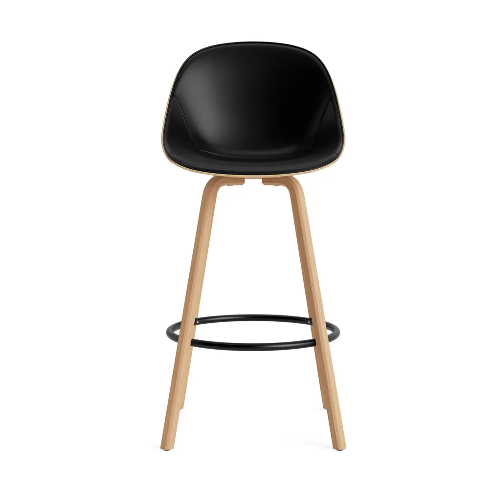 Mat Bar Chair 高脚凳 前饰面软包 75cm, Ultra 41599_麻色_山毛榉_黑色钢材 Normann Copenhagen